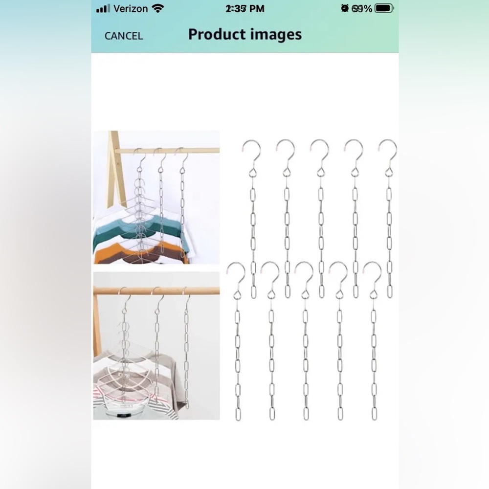 10 space Saving Heavy Duty Metal Chain Hangers for closet storage organization